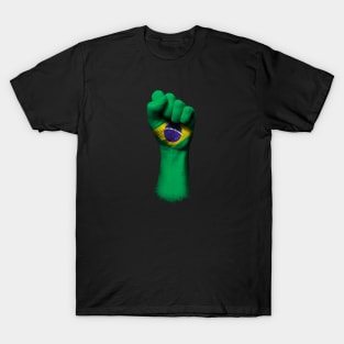 Flag of Brazil on a Raised Clenched Fist T-Shirt